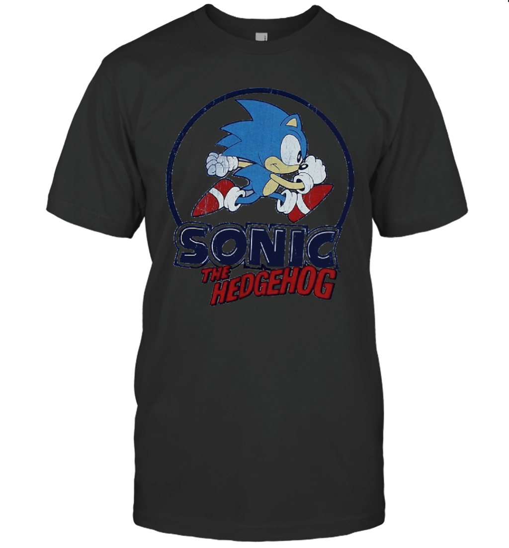 Sonic The Hedgehog Mens T Shirt Distressed Classic Running Circle Image T-Shirt