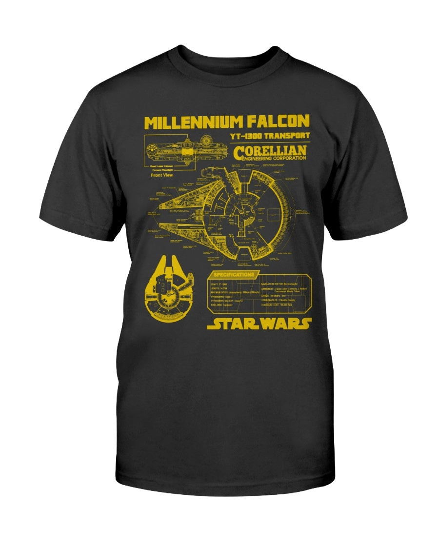 Star Wars Falcon Schematic T Shirt 211005