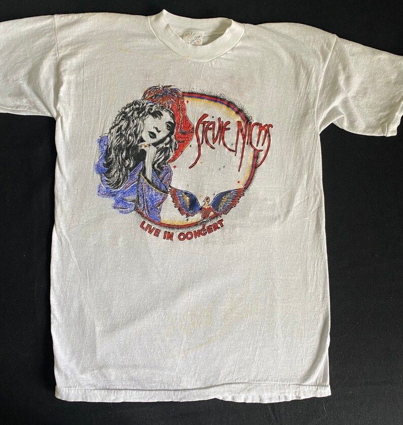 Stevie Nicks Live In Concert Live On Tour 80S Rare Soft And Thin White T Shirt