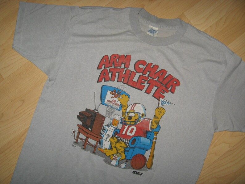 Sun Sportswear Vintage Tee 1970S Arm Chair Athlete Bear Thin Usa T Shirt L Xl