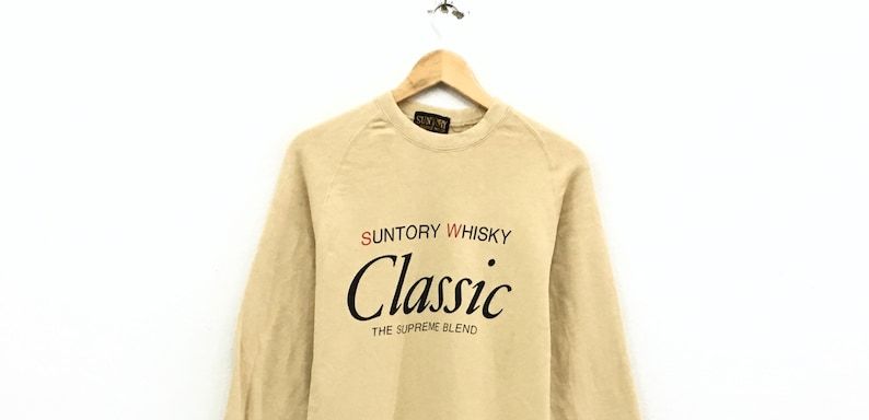 Suntory Whiskey Crewneck Sweatshirt Big Print Spell Out Pullover suntory whiskey crewneck sweatshirt big print spell out pullover