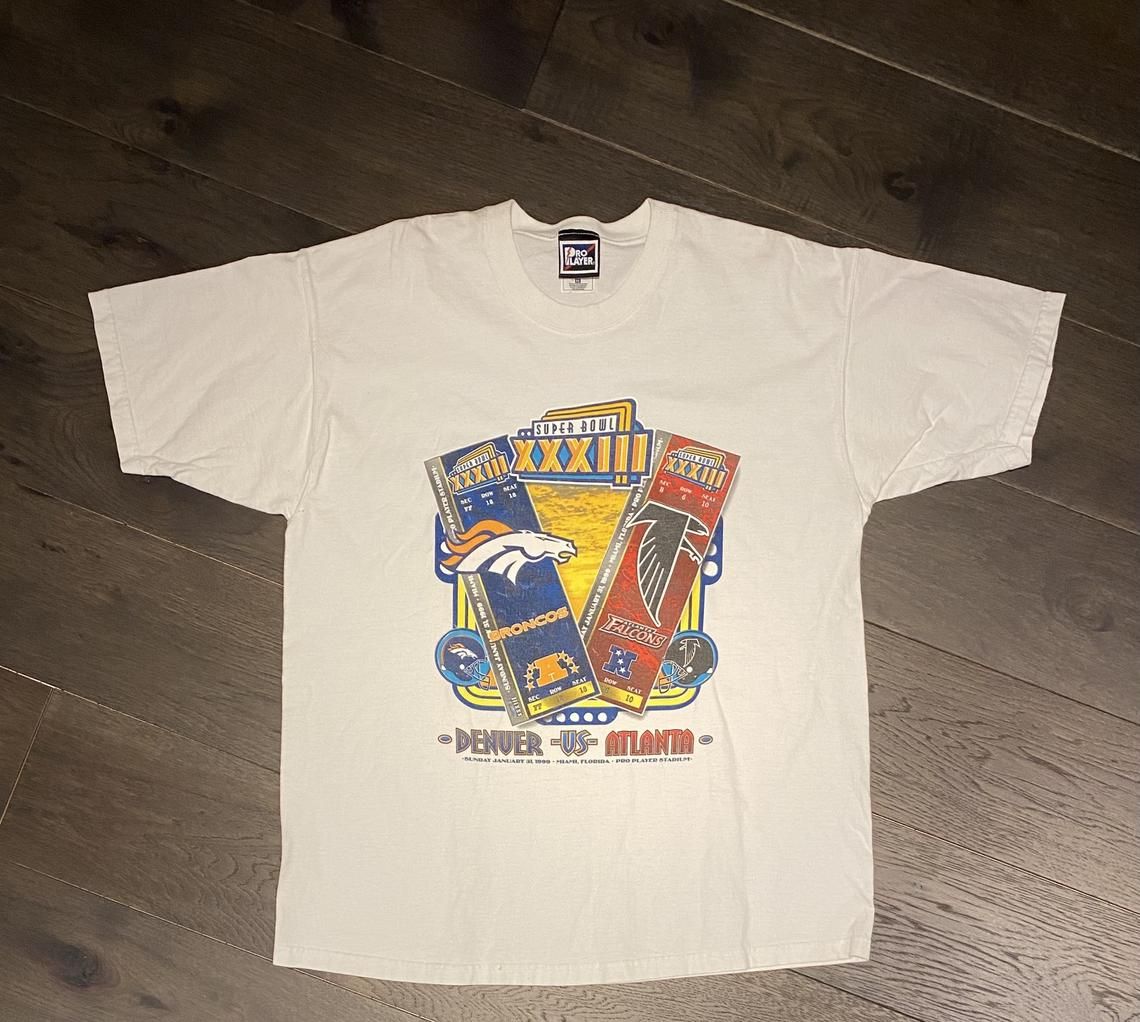 Super Bowl Denver Broncos vs. Atlanta Falcons Graphic Vintage 1990s Pro Player Shirt