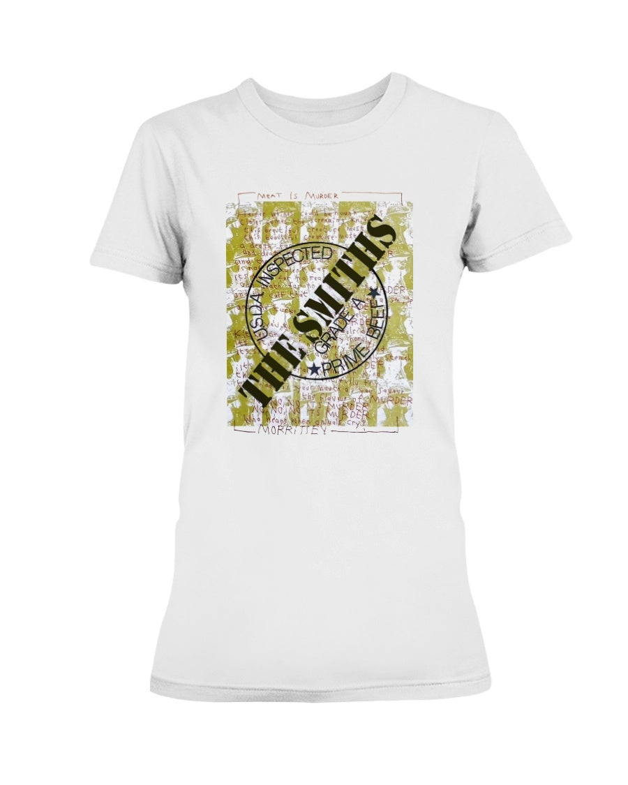 Super Rare True Vintage 80S English Alternative Rock Band The Smiths Meat Is Murder 1985 Album Promo Ladies T Shirt 211029