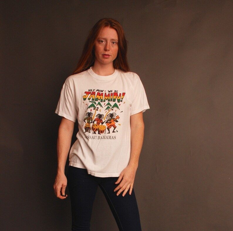 Super Soft Small Tee Nassau Bahamas Jammin Shirt Mens Womens 90S Island Red Yellow Green Top