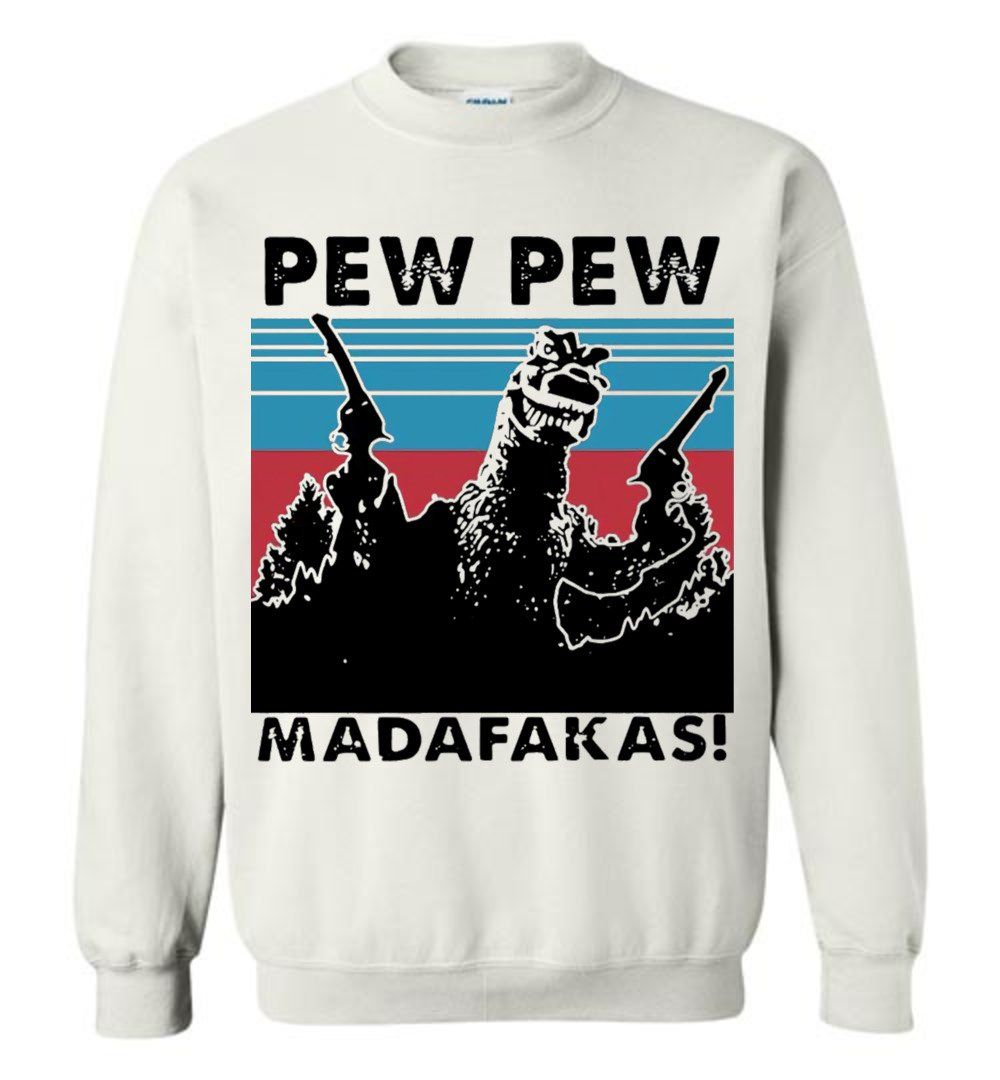 T-Rex Dinosaurs Pew Pew Madafakas Vitnage Sweatshirt