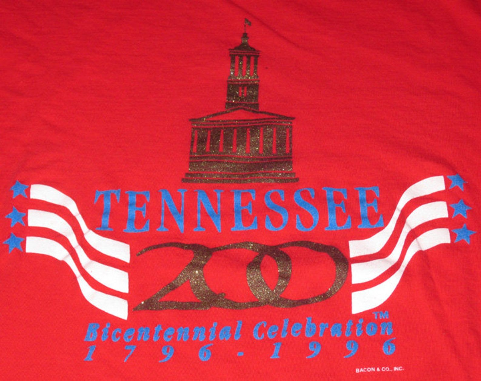 Tennesseeya In Another 200 Years! - Vintage 1990S Tennessee Bicentennial T-Shirt - Glitter Ink - Not Screen Stars - Nashville