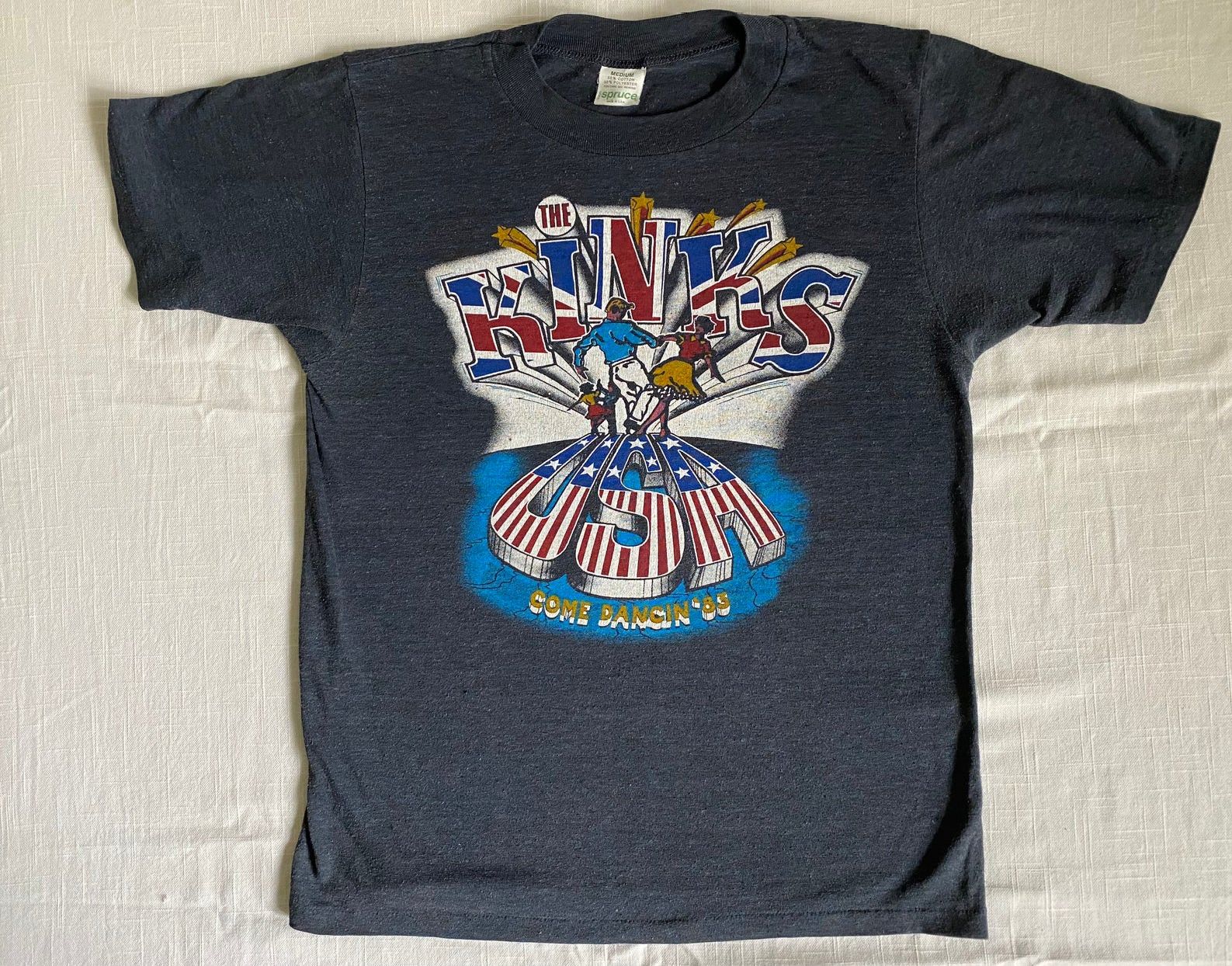 The Kinks Come Dancin' 1983 State Of Confusion Incredible Rare Vintage Double Sided Faded Black Soft And Thin Concert T Shirt S