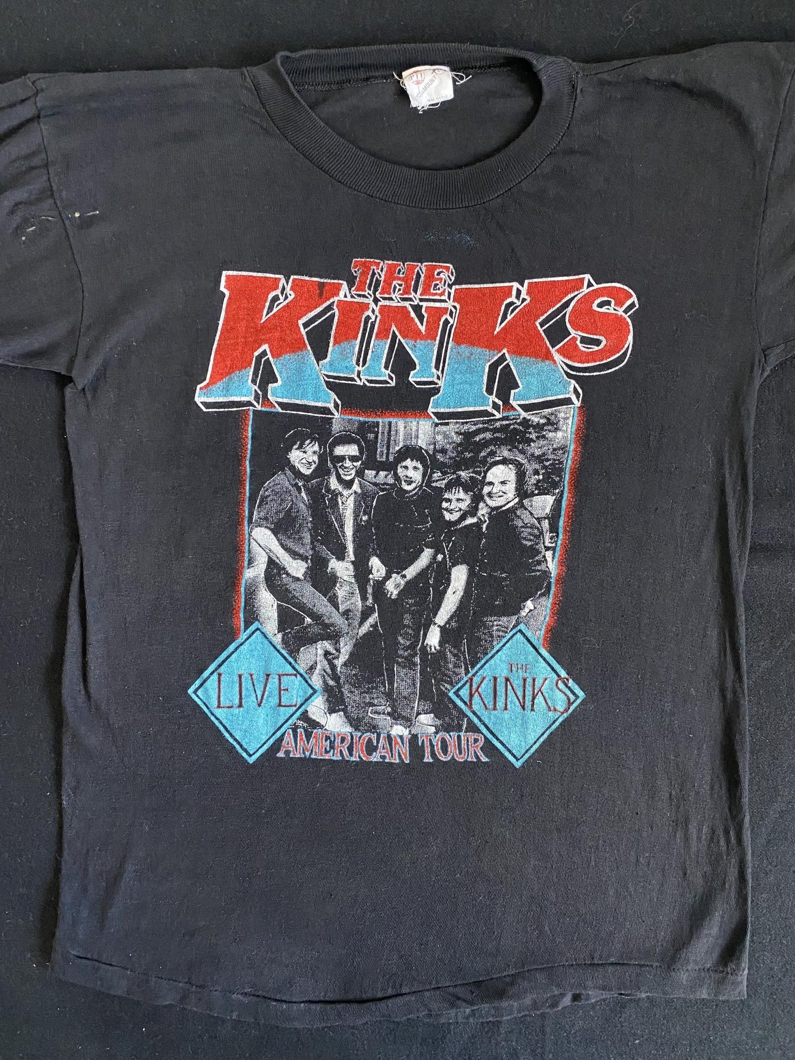 The Kinks God Save The Kinks 80'S Rare Black Double Sided Live American Tour Live On Tour Fab Graphics Collector Tee