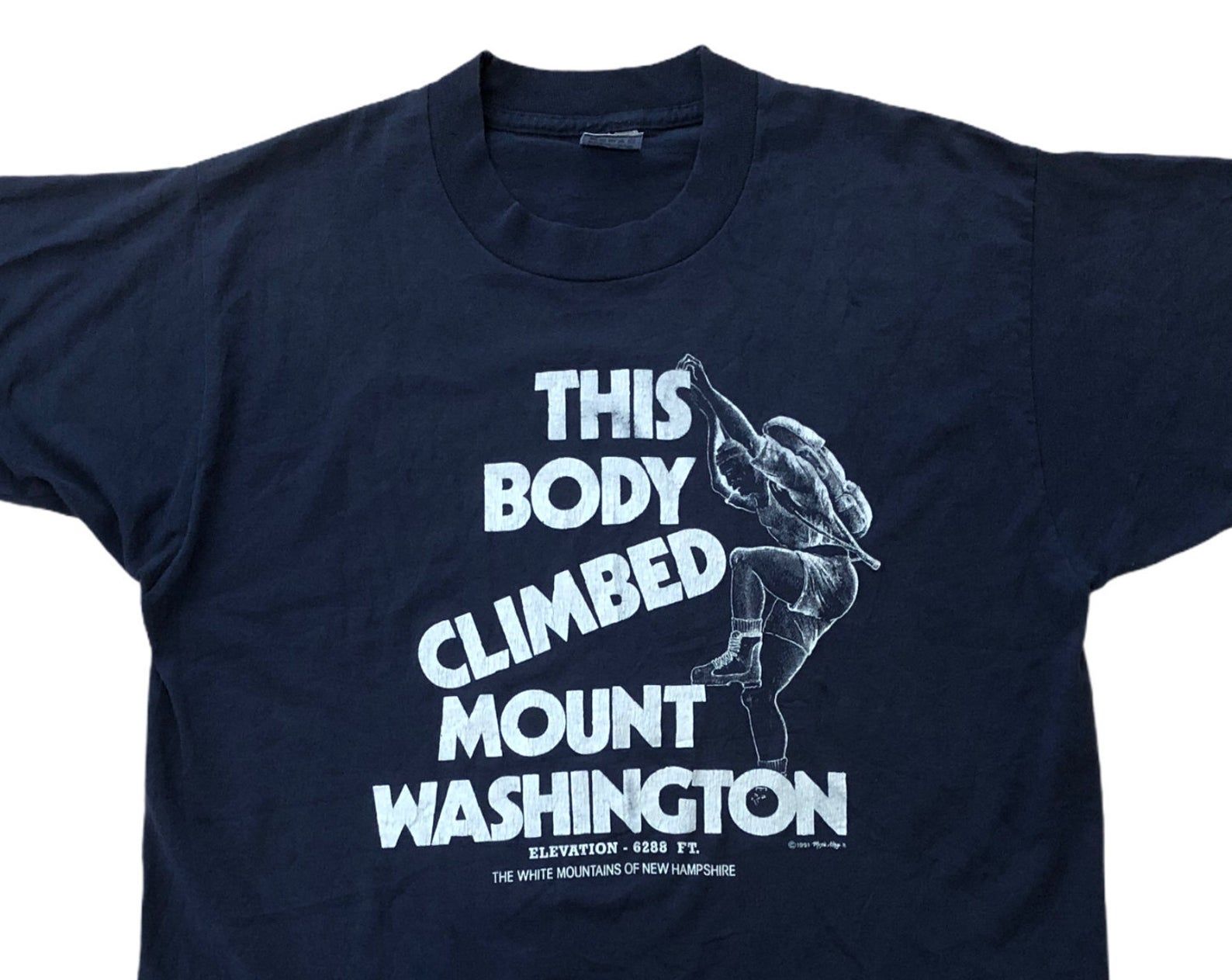 This Body Climbed Mount Washington Vintage 90S Mountains New Hampshire Climbing 1991 Moxie Alley Graphic Fotl Best Blue T-Shirt