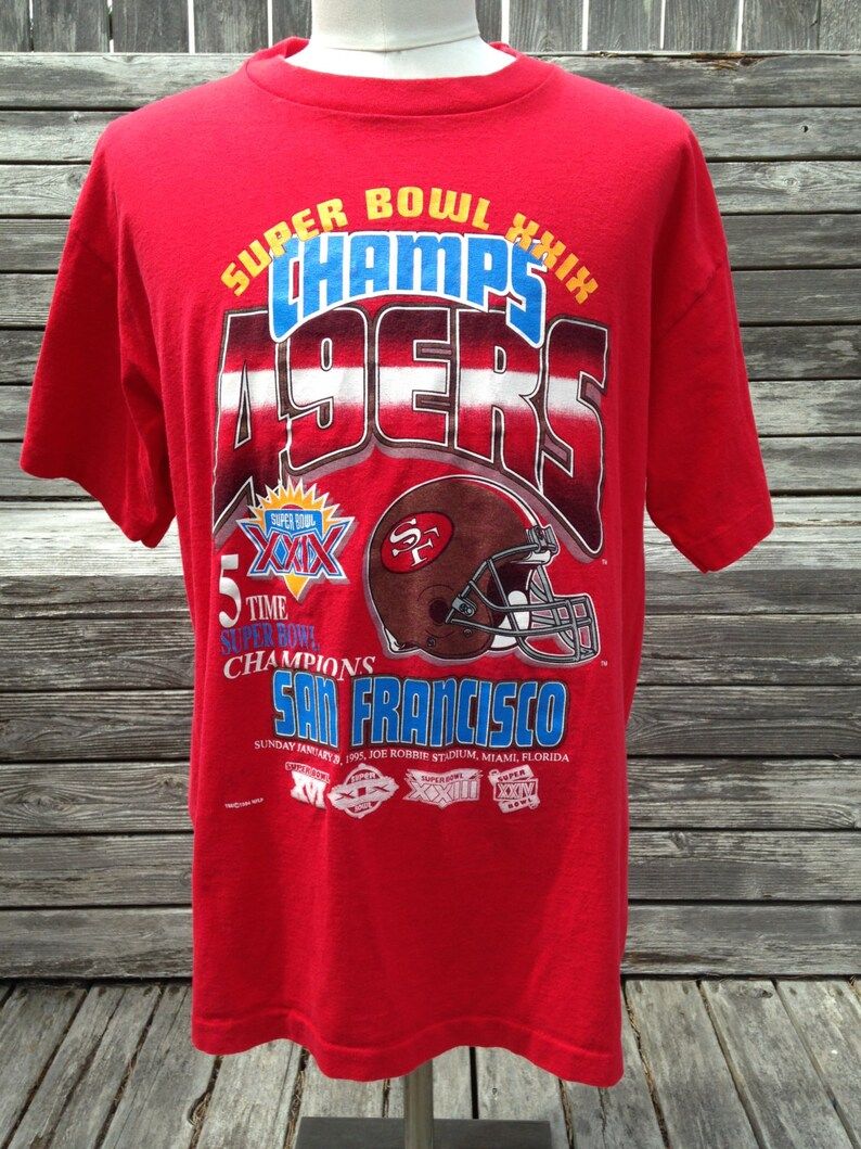 Trashed Vintage 90S San Francisco 49Ers Super Bowl Xxix Champions T Shirt Xl 1994 1995