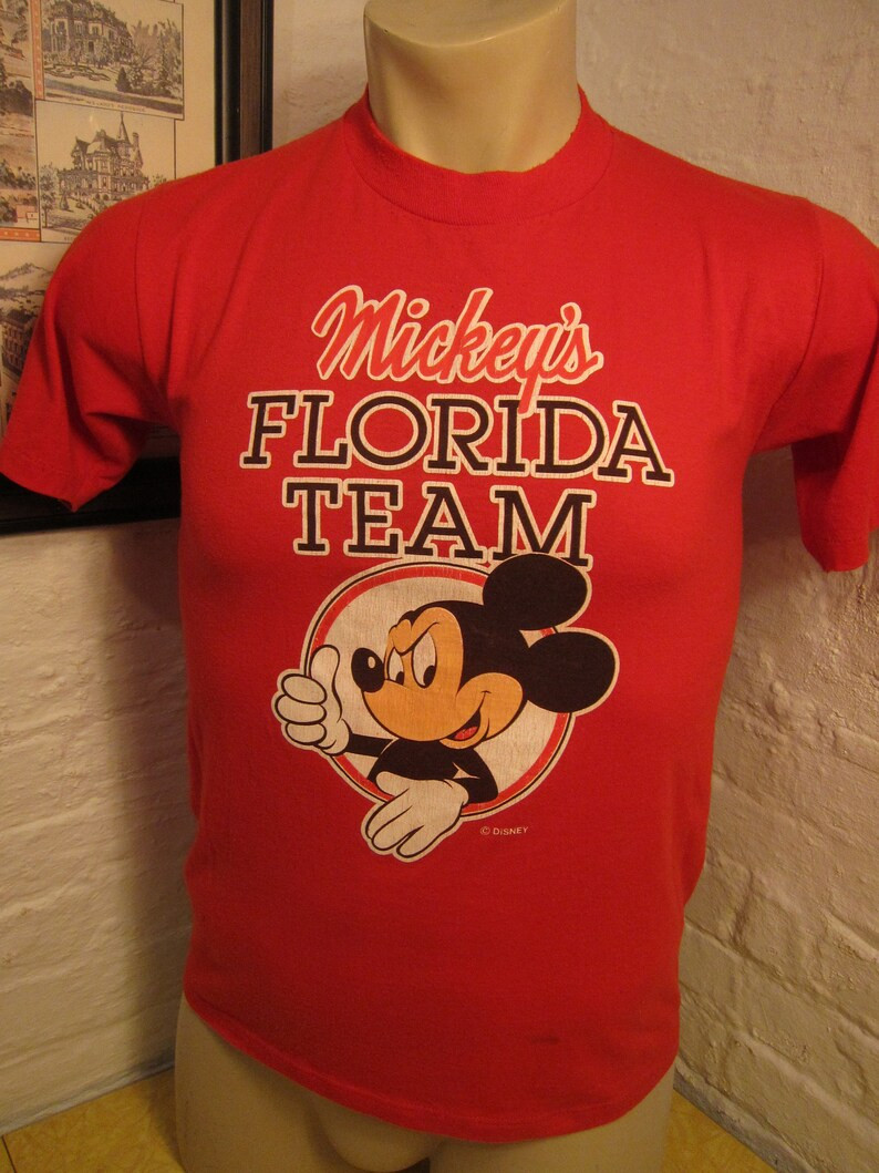True Vintage 1970S Mickey Mouse Shirt Single Sided Velva Sheen