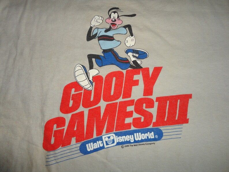True Vintage 1986 Goofy Games Iii Beige Tshirt Adult Xl Walt Disney World Mickey Mouse Paper Tag Nice Rare Find Us