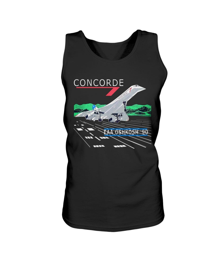 True Vintage 1990 Screen Stars Best Concorde Airplane Black Tank 211103