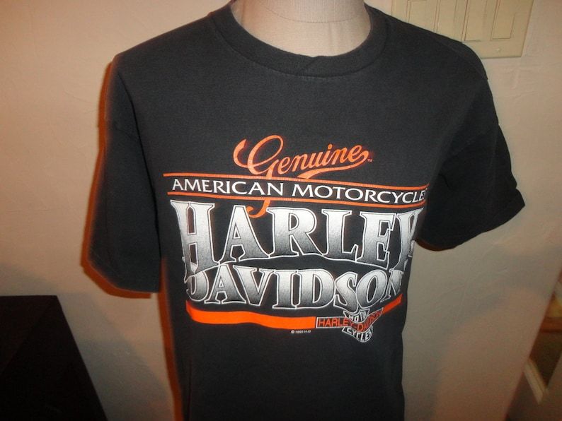 True Vintage 1995 Genuine Holoubek Harley Davidson Motorcycles Precision Black Cotton Biker Tshirt Adult
