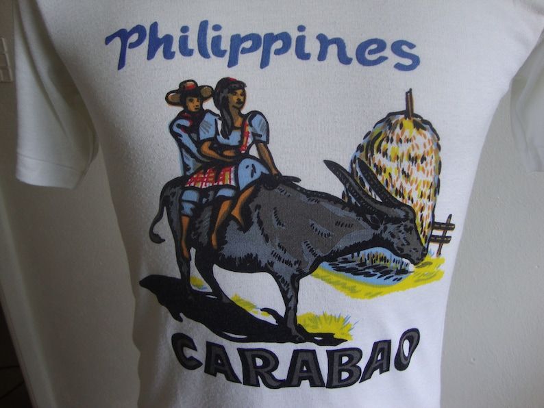 True Vintage 80S Philippines Carabao Souvenir White T Shirt