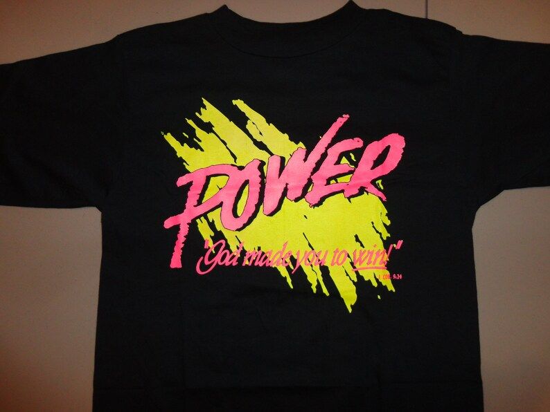 True Vintage 90S New Deadstock Power God Made You To Win Alore Brand Cotton Religious Black Tshirt Fits Adult M Excellent