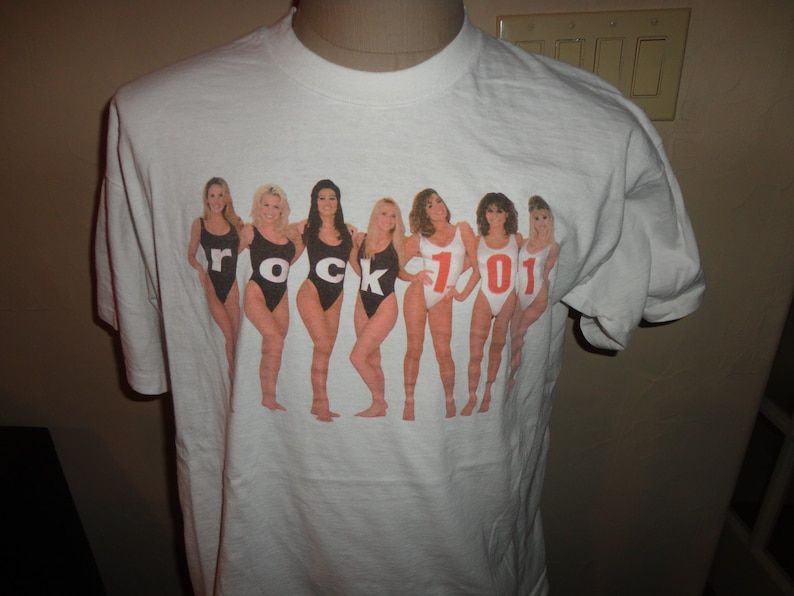 True Vintage 90S White Rock 101 Radio Hot Chicks Fruit Loom Cotton Tshirt Adult