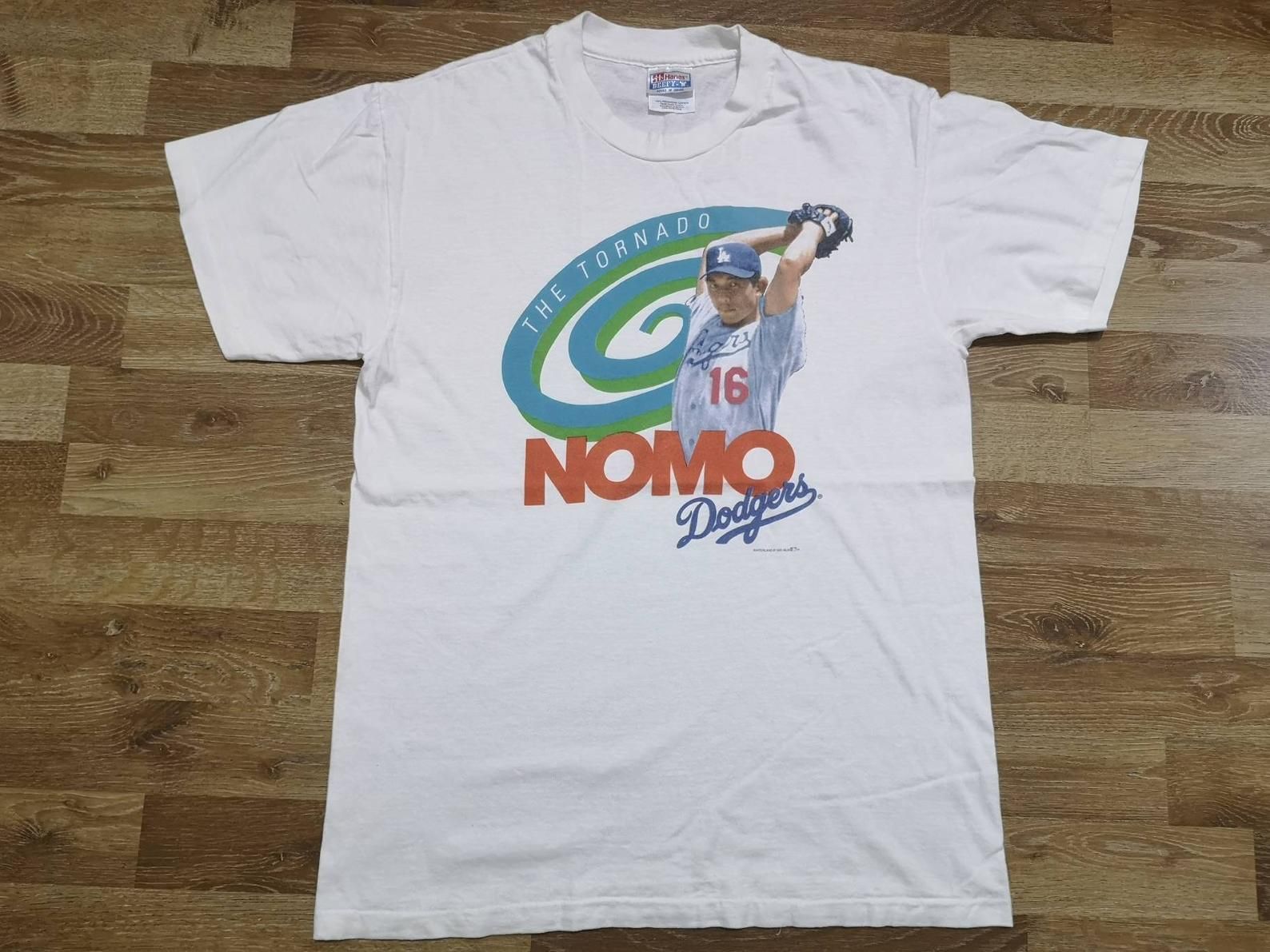 True Vintage Og 90'S Japanese Baseball Pit Hideo Nomo The Tornado 16 La Dodgers Mlb Major League Baseball 1995 Promo T Shirt true vintage og 90s japanese baseball pit hideo nomo the tornado 16 la dodgers mlb major league baseball 1995 promo t shirt fdnky