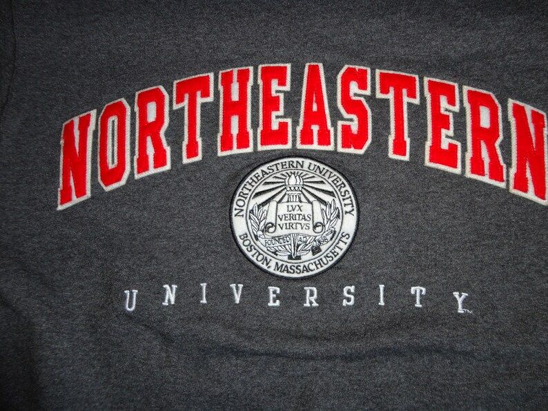 True Vintage Sewn Champion Brand 90S Northeastern University College Seal Boston Gray Ncaa Eco Fleece 50 50 Sweatshirt Adult S