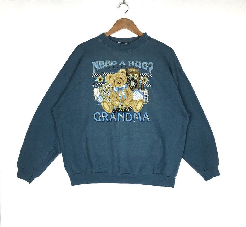 Tultex Vintage Sweatshirt Need A Huggrandma Bear Printed Big Logo Vintage Tultex Crew Neck Sweatshirt
