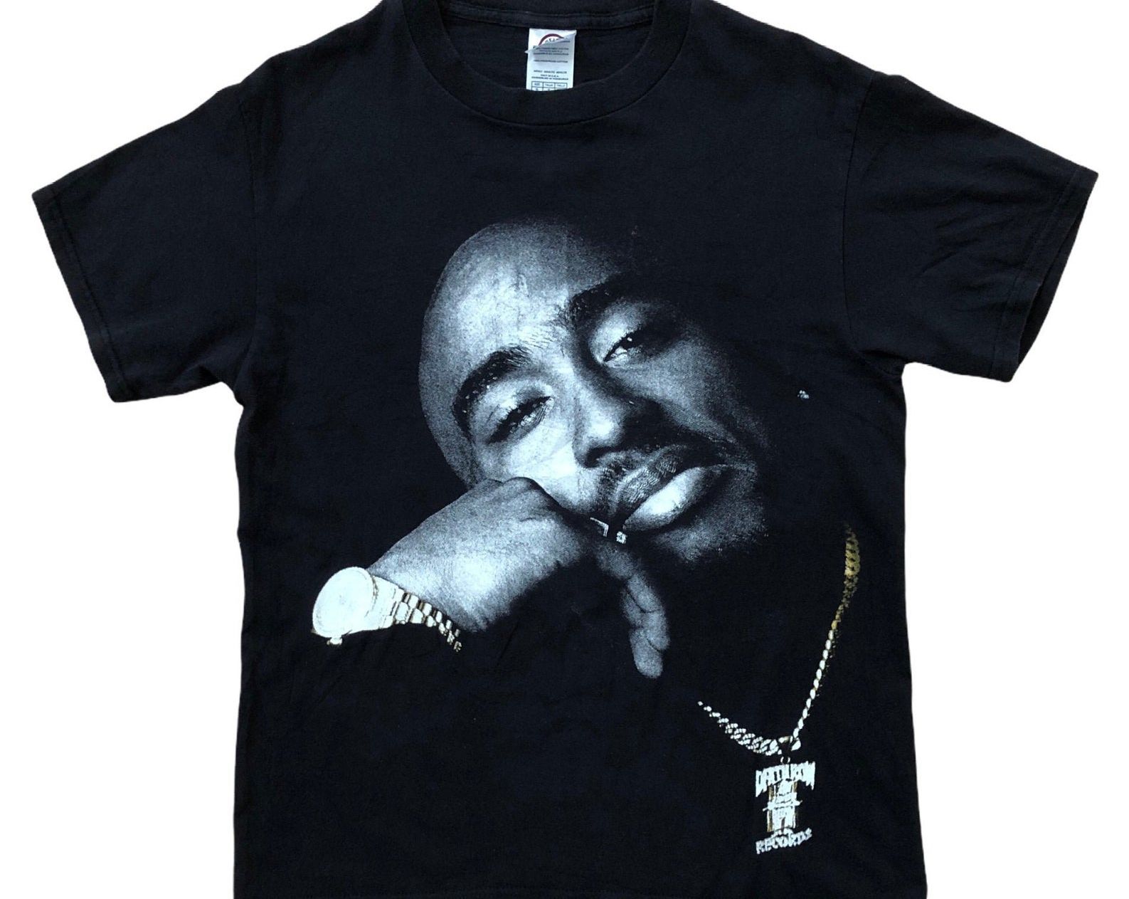 Tupac Shakur Vintage Death Row Records 2Pac Hip Hop Dre Snoop 1990S Rap Tee Giant Tribute Delta Y2K 00S Usa Knit Black T-Shirt