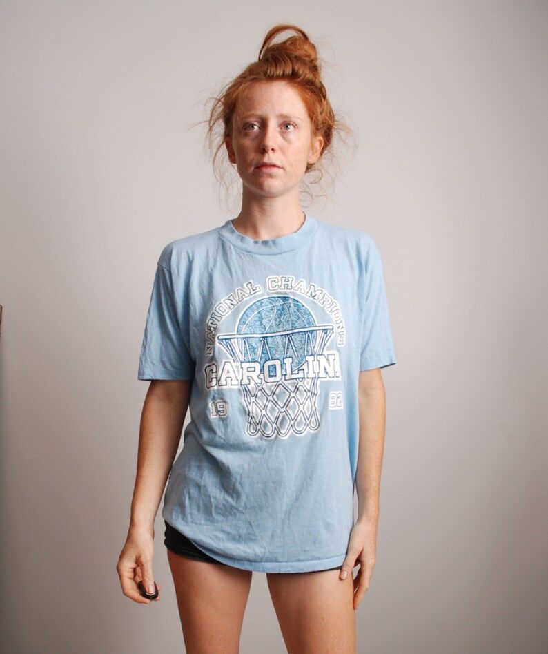 Unc Vintage 80S Basketball T Shirt Large University Of North Carolina 1982 College Tee T Shirt Shirt