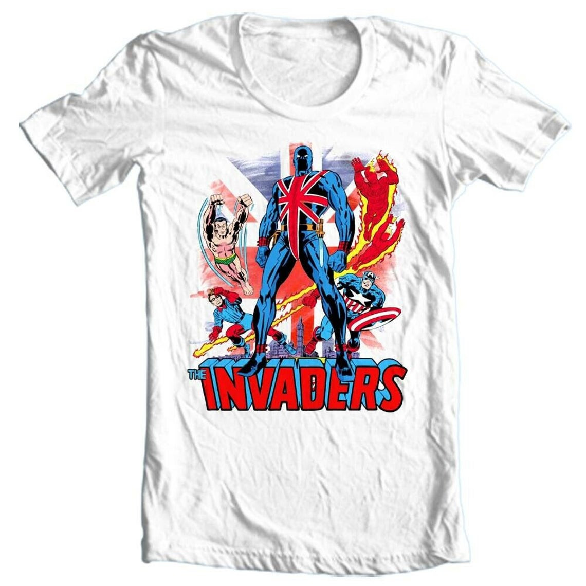 Vintage Marvel Comics 1970's Union Jack The Invaders Graphic Shirt