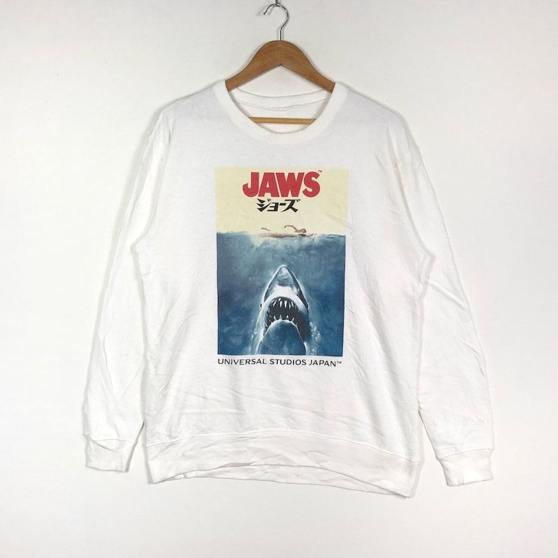 Universal Studio Japan Jaws Movie Souvenir Clothing From Universal Studio Japan White Crew Neck Sweatshier