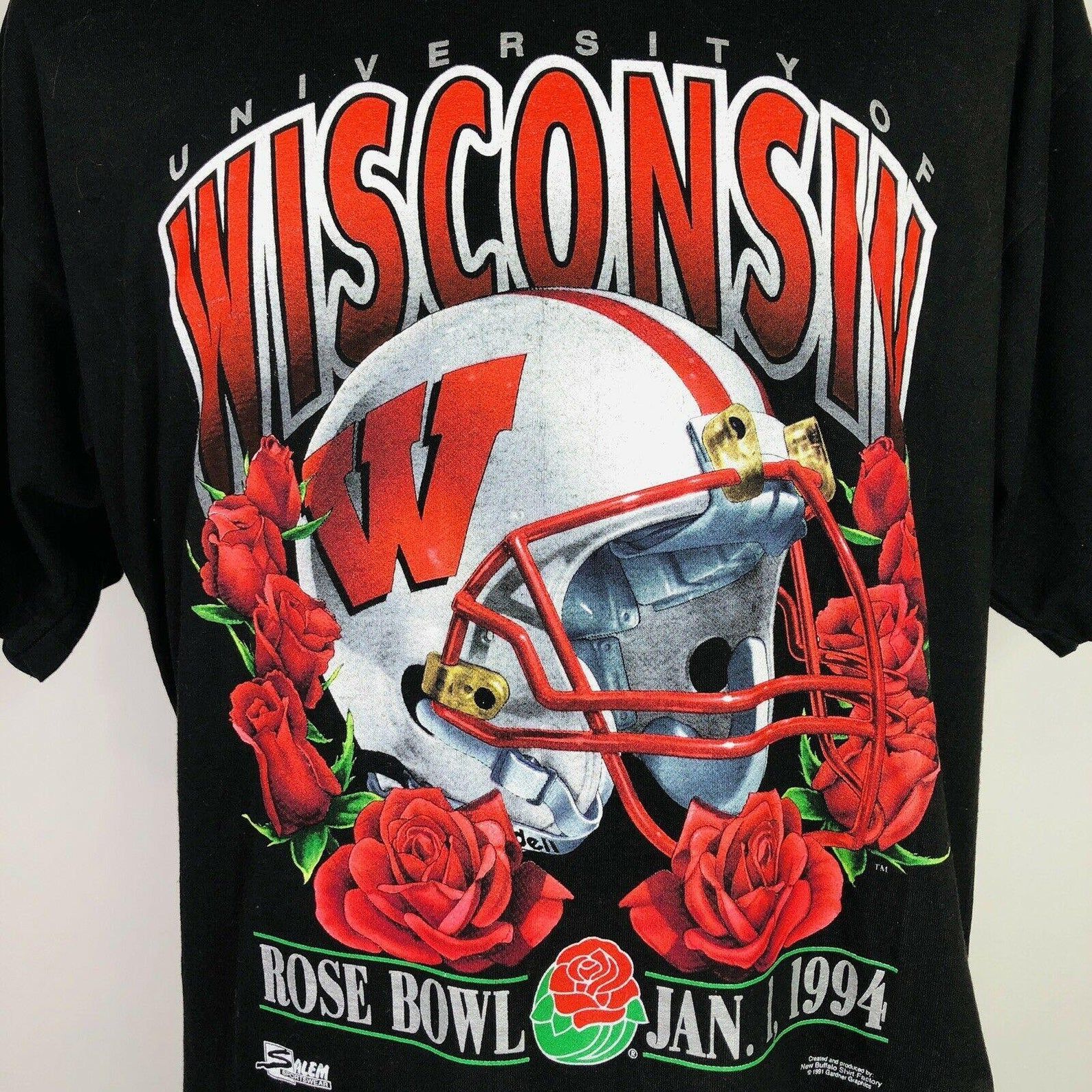 University Wisconsin Badger 1994 Rose Bowl T Shirt Single Stitch Football