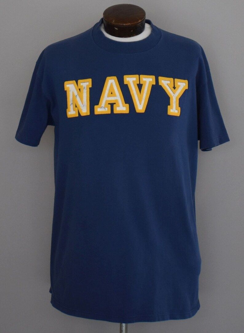 Us Navy Military T Shirt Vintage 80S Armed Services Tee 1980S Puffy Graphic Shirt Dad Tee
