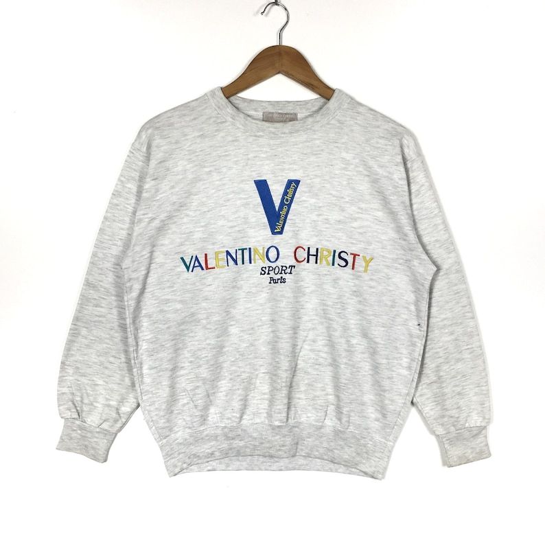 Valentino Christy Sport Paris Embroidery Multicolour Big Logo Retro Fashion Style Valentino Christy Sweatshirt