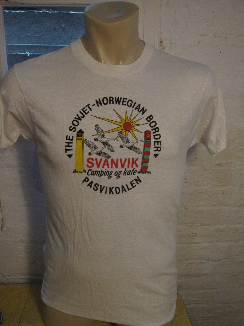 Very Rare 1980S Soviet Cccp Norwegian Border Shirt Single Sided Screen Stars Deadstock Unworn