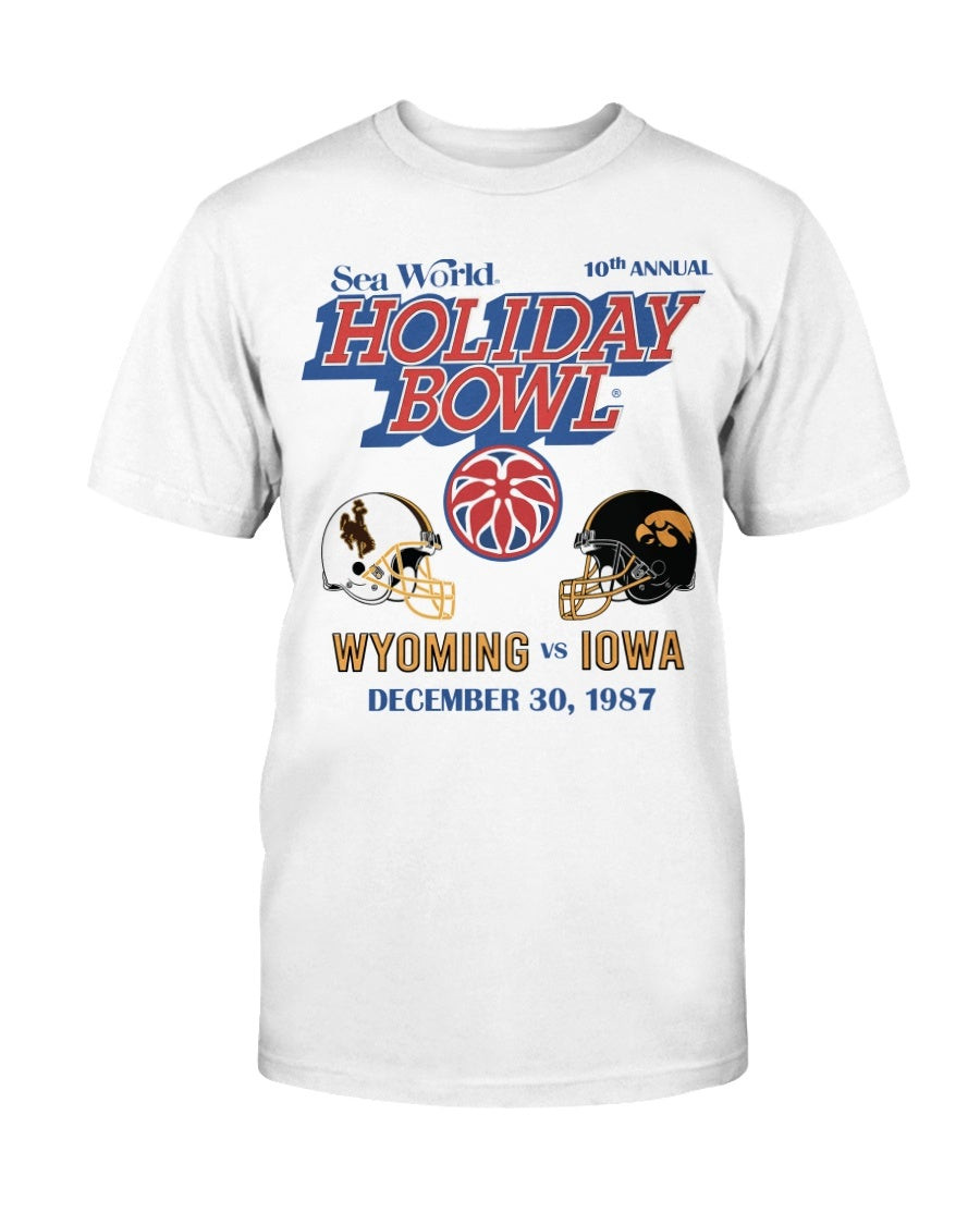 Vintaeg 1987 Ncaa Holiday Bowl Wyoming Vs Iowa T Shirt 211008