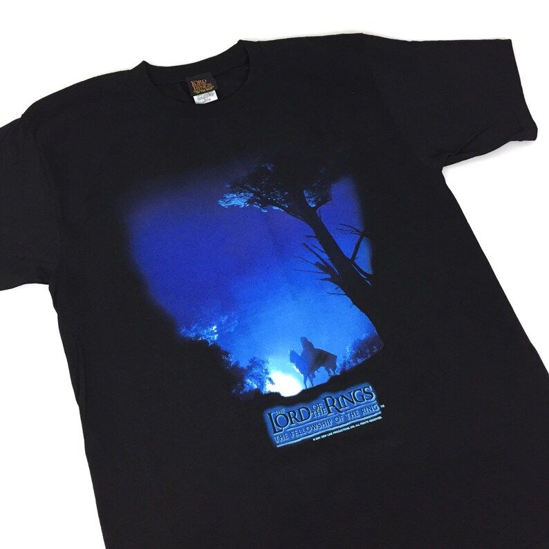 Vintage 01 Lord Of The Rings Fellowship Of The Ring Fantasy Adventure Movie Promo Promotional Graphic Tee T Shirt