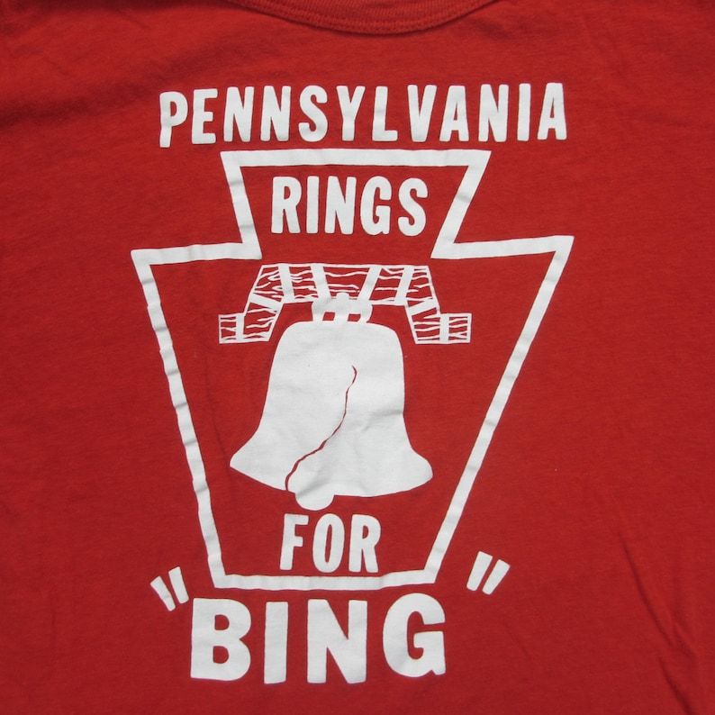 Vintage 1960S Pennsylvania Rings For Bing Liberty Bell T Shirt Medium Keystone State Red Soft Well Worn Artex Shield