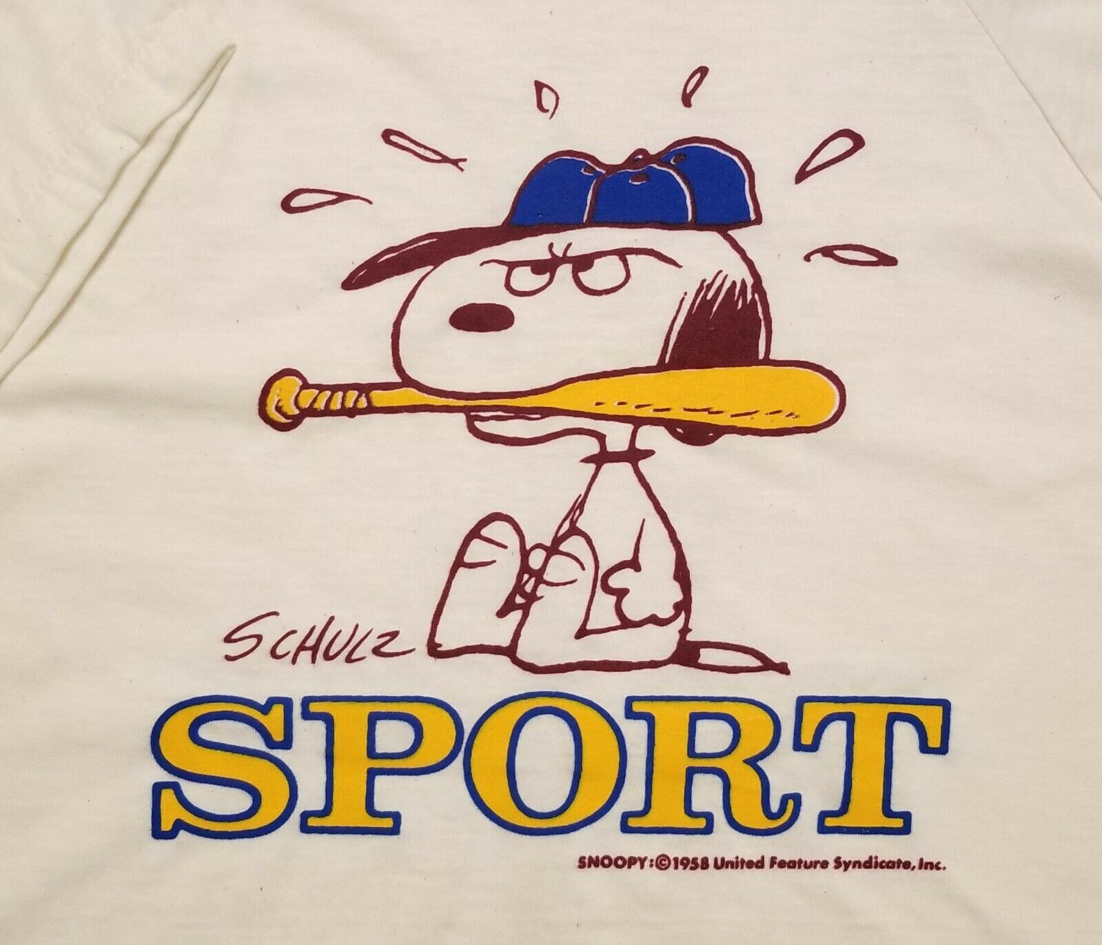 Vintage 1970 80S Snoopy Sport Baseball Raglan Thin