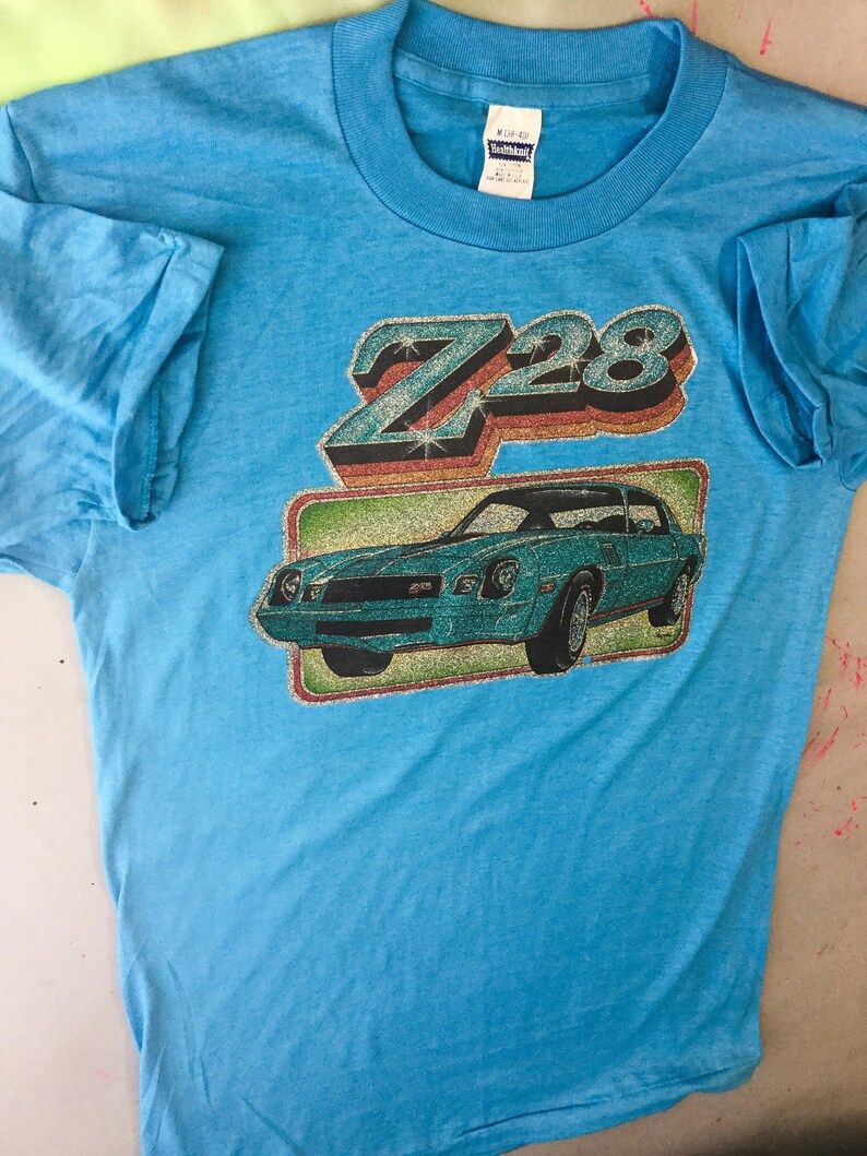 Vintage 1970S Chevrolet 2Nd Generation Chevy Camaro Iroc Z 28 Ss Rs Classic Muscle Car 70S 80S Nos Tee Unused T Shirt Medium