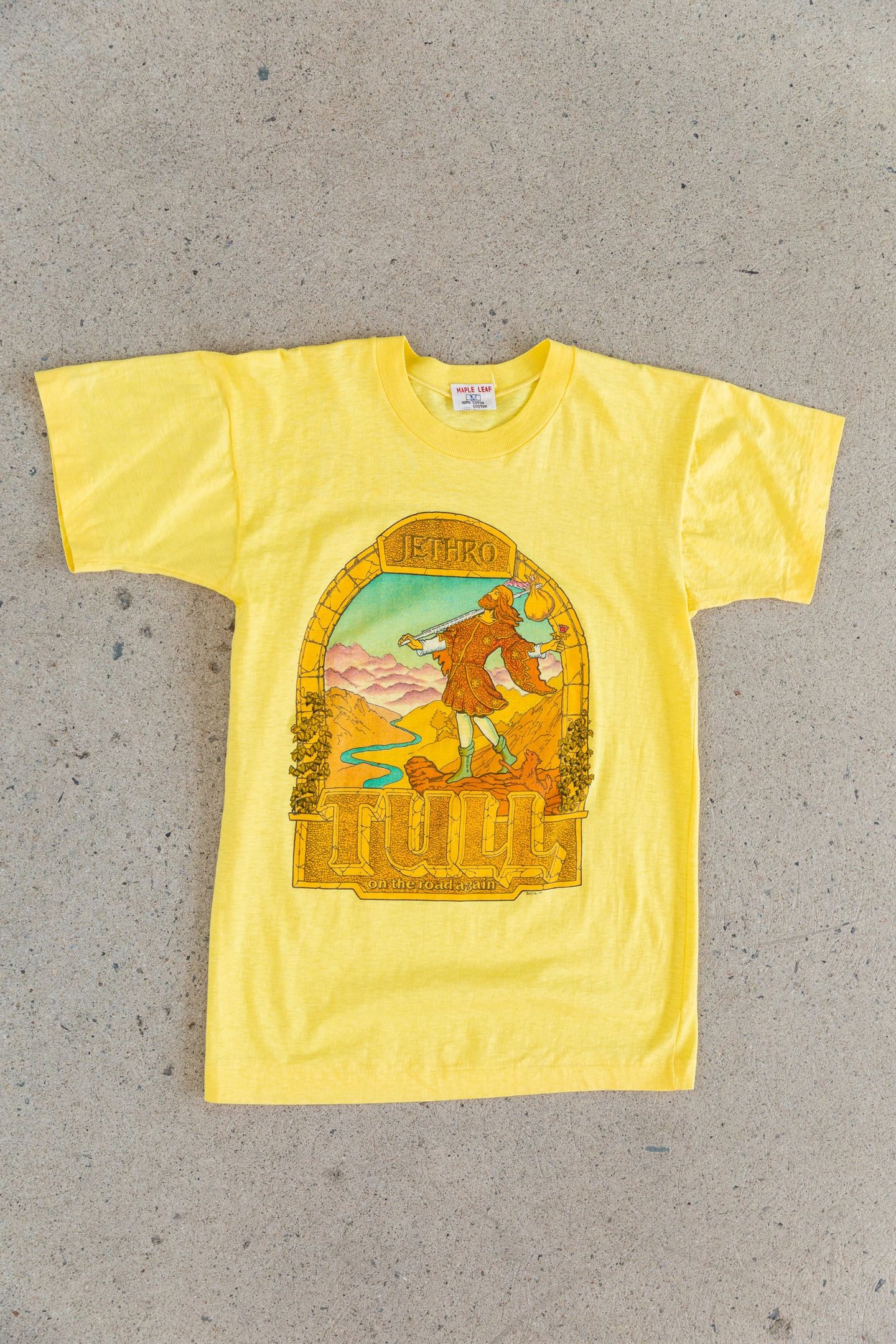 Vintage 1970'S Jethro Tull 1979 On Road Again Tour Yellow T-Shirt | 50/50 Single Stitch | Vintage Band T-Shirt