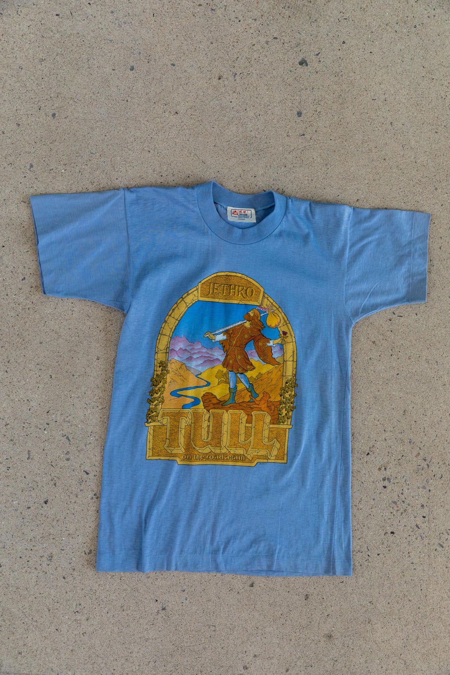 Vintage 1970'S Jethro Tull On Road Again Tour Blue T-Shirt