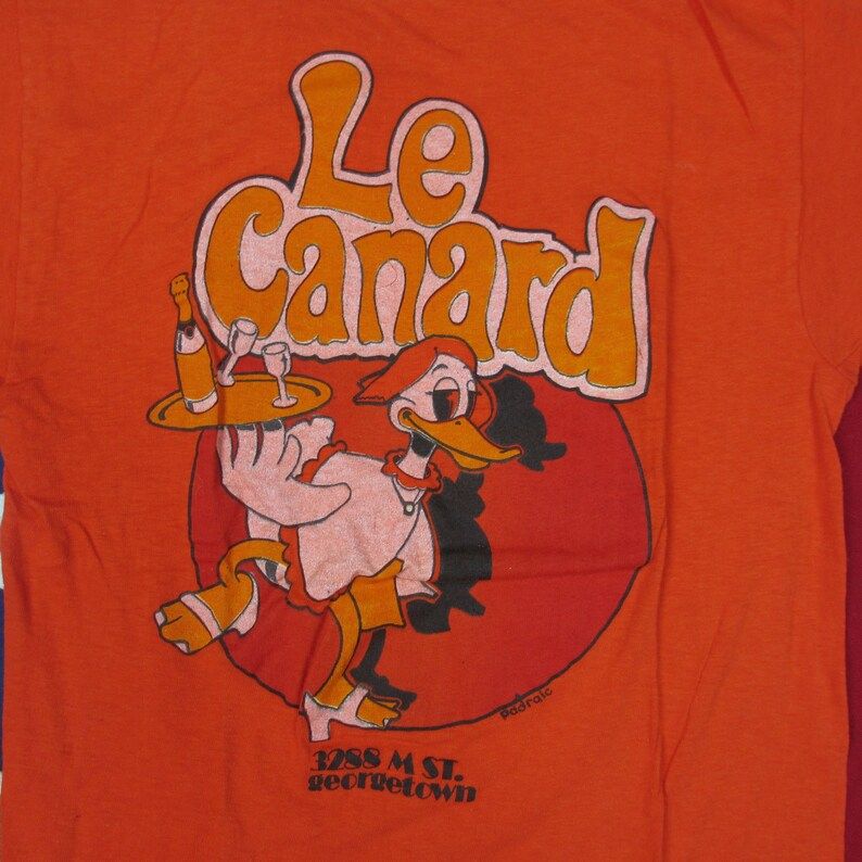 Vintage 1970S Le Canard Georgetown Washington Dc Graphic T Shirt Xs Small Orange Duck Mallard French Cuisine Chef Bright M Street vintage 1970s le canard georgetown washington dc graphic t shirt xs small orange duck mallard french cuisine chef bright m street iwd5e