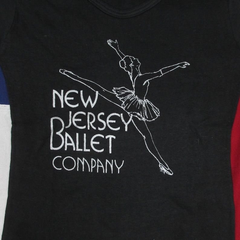 Vintage 1970S New Jersey Ballet Company Cap Sleeve T Shirt Womens Xs Small Black White Girly Tee Ballerina