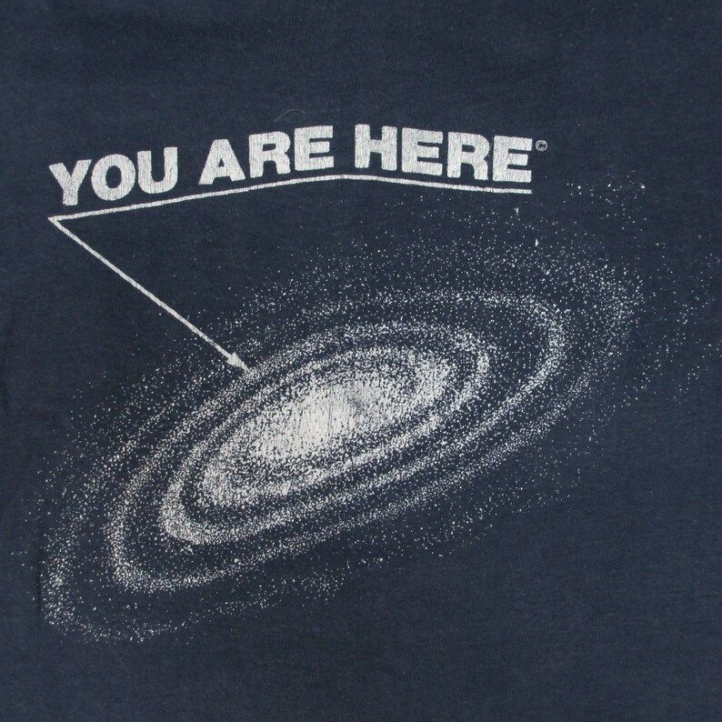 Vintage 1970S You Are Here Galaxy Diagram T Shirt Small Medium Navy Blue White Soft Thin Cosmos Carl Sagan Solar System Universe Earth