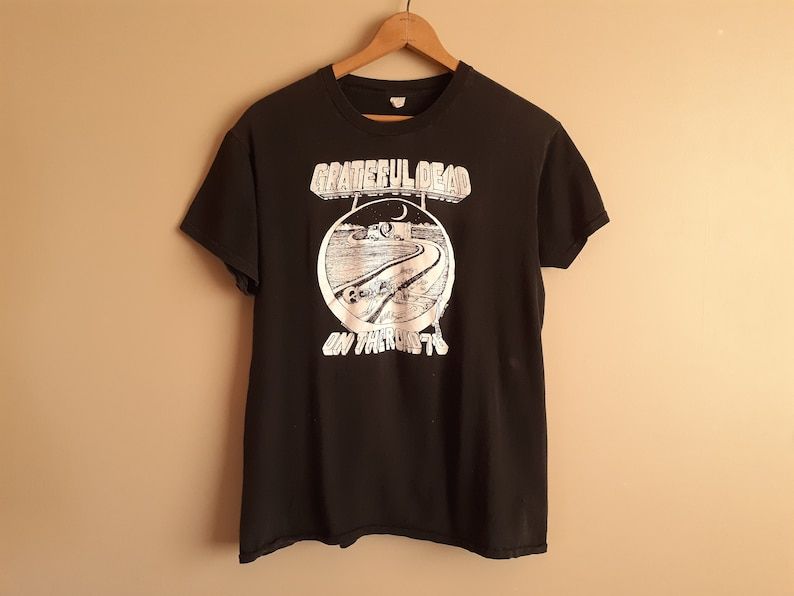 Vintage 1978 Grateful Dead On The Road Vintage T Shirt With Run Over Skeleton Black 100 Cotton Fits Like A Medium