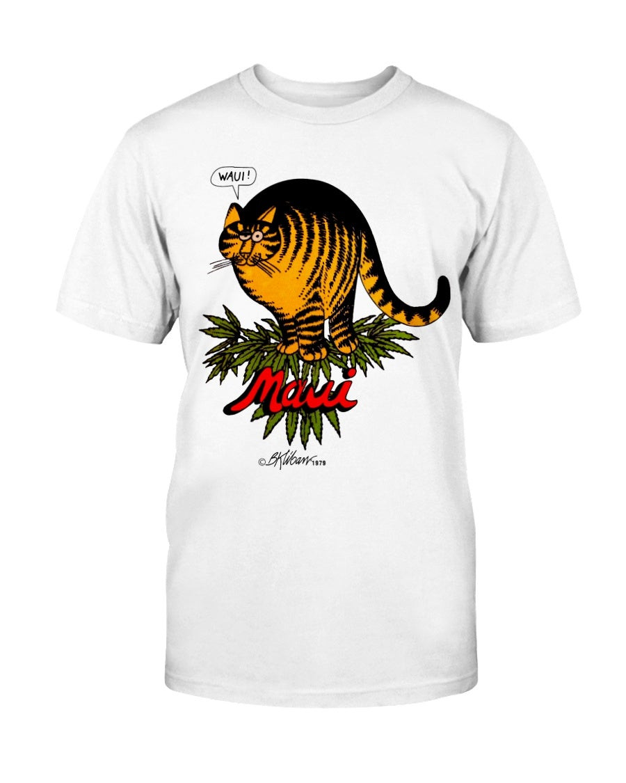 Vintage 1979 Crazy Shirts Hawaii Mens Large Bernard Kilban Cat Maui Waui Cannabis Leaf T Shirt 211209