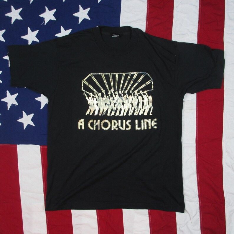 Vintage 1980S A Chorus Line T Shirt Xl Screen Stars Best Made In Usa Cotton Poly 50 50 Mettalic Print Graphic Stage Play Musical vintage 1980s a chorus line t shirt xl screen stars best made in usa cotton poly 50 50 mettalic print graphic stage play musical zrenl