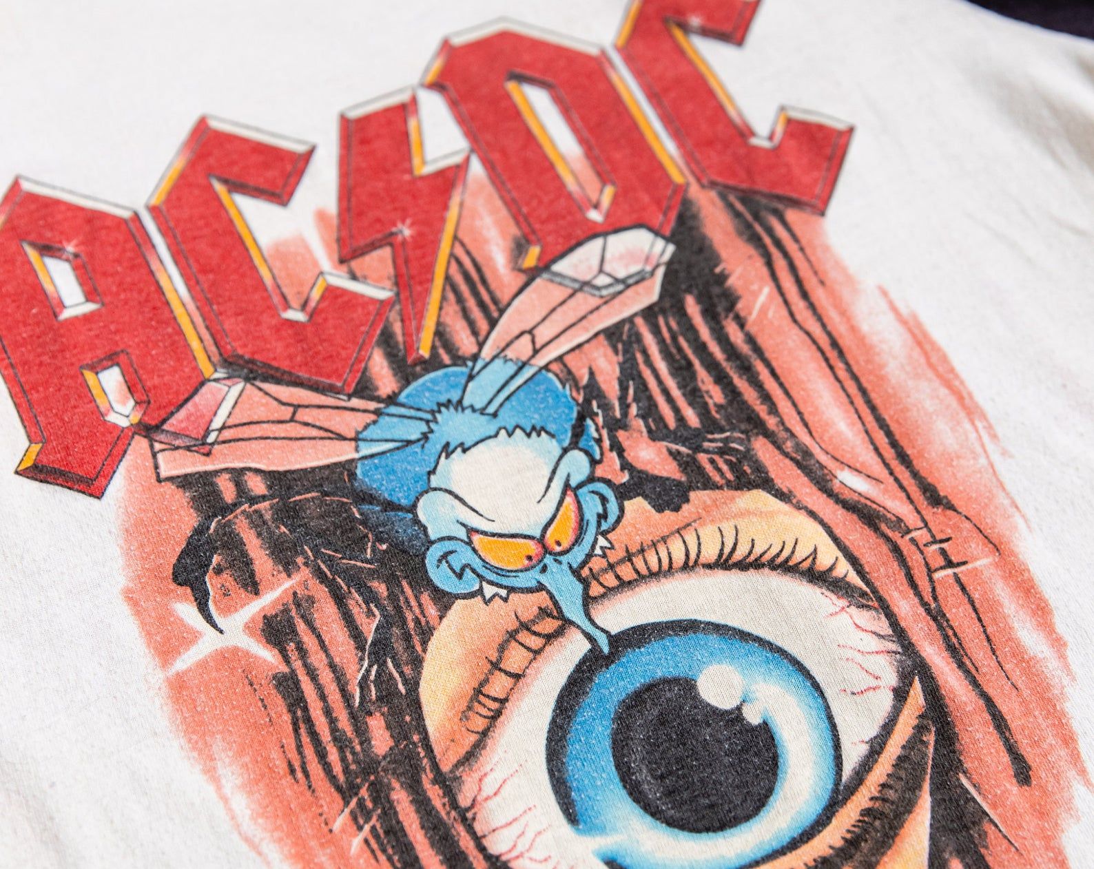 Vintage 1980'S Ac Dc - Fly On The Wall '85 Tour Raglan Shirt