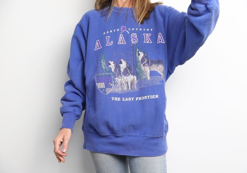 Vintage 1980S Alaska Blue North Country Sweatshirt Arge Vintage Sweatshirt