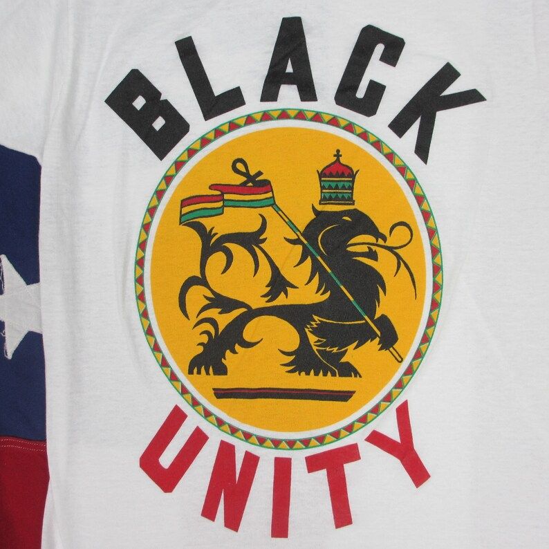 Vintage 1980S Black Unity Lion Of Judah Graphic T Shirt Xs Small Soft Thin African American Afrocentric Rastafarian Screen Stars Best