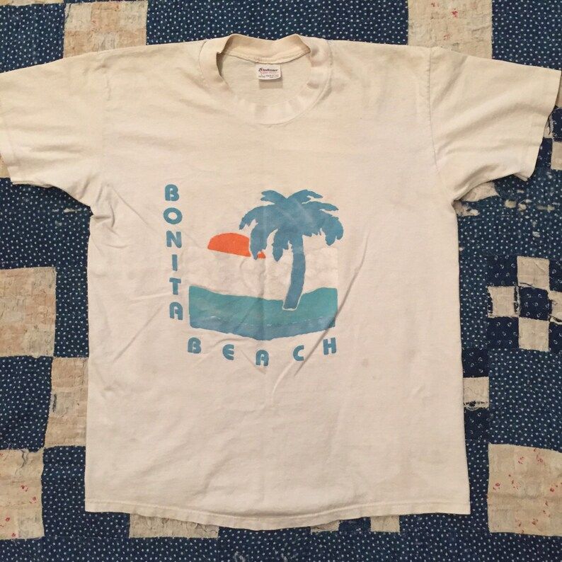 Vintage 1980S Bonita Beach Tee Mens L Stedman Super Hi Cru Made In Usa