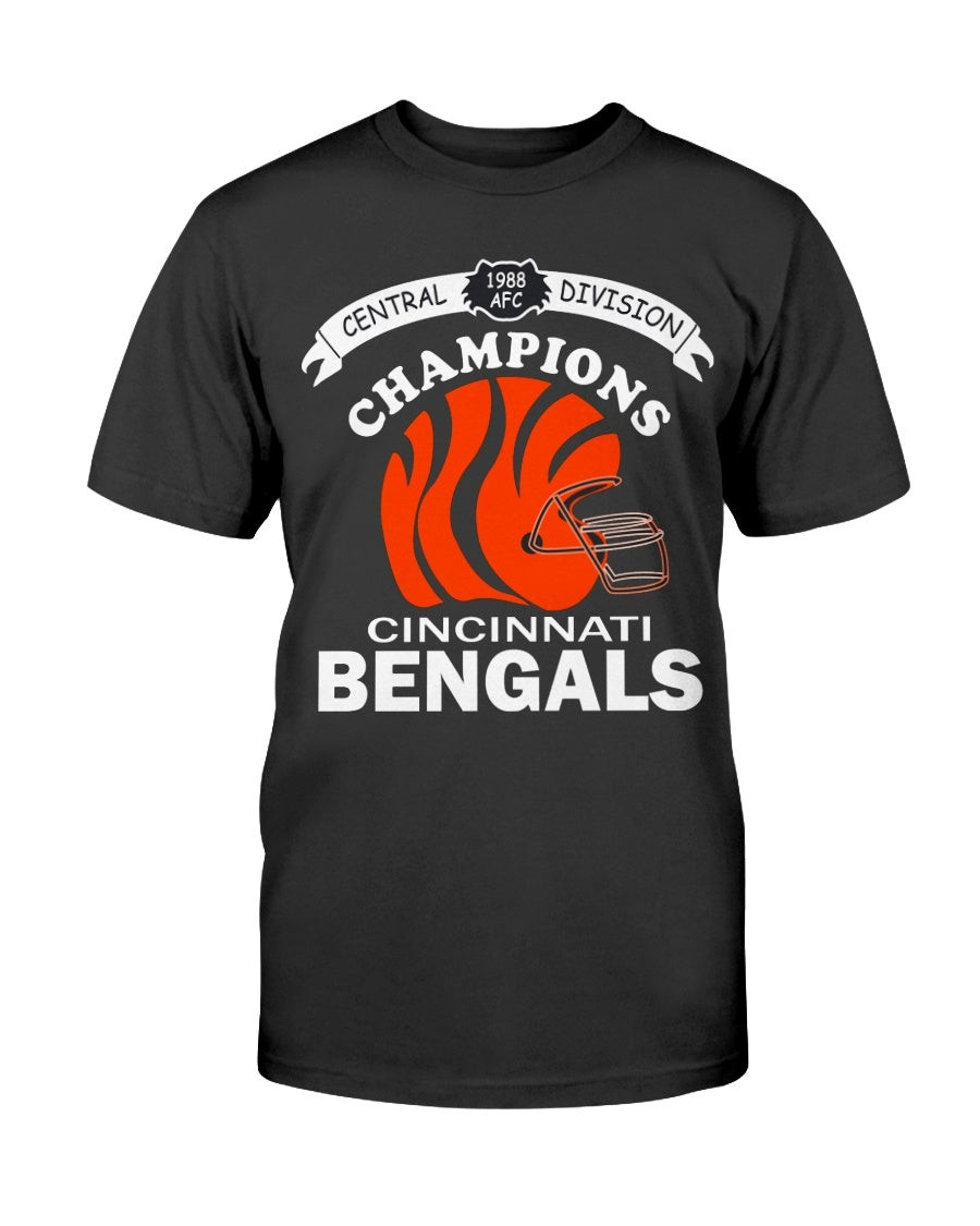 Vintage 1980S Cincinnati Bengals 1988 Afc Central Division Champion Nfl Football Screen Stars T Shirt 211007